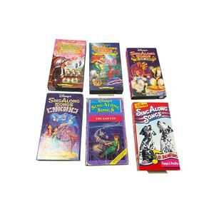 Lot of 6 Disney Sing Along Songs VHS. Be our Guest, Under the Sea, You Can Fly